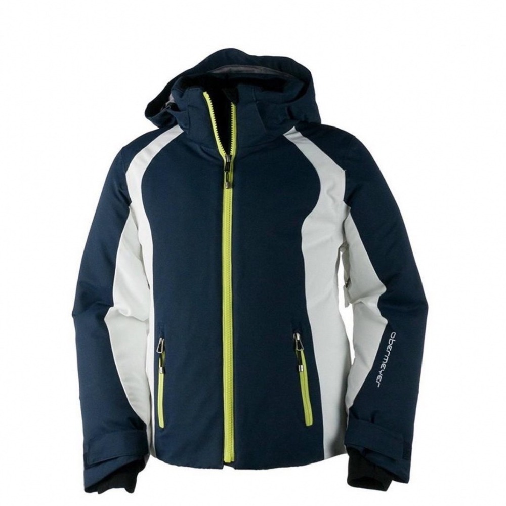 Obermeyer Kids Sami Jacket Navy White Lime Green Girls Size M 10-12 Ski Winter